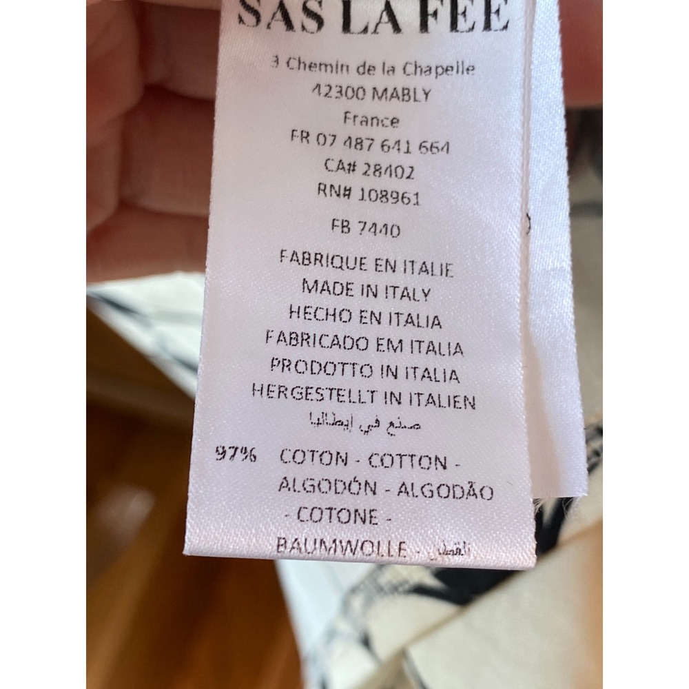 Sas La Fee Black White Geometric Circle Print Cotton Blend Dress Size 44 - Picture 9 of 12